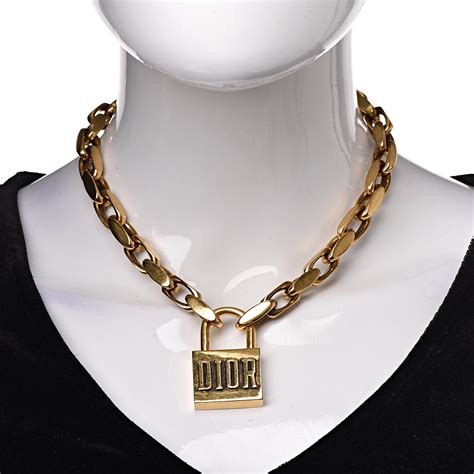 dior lucky locket necklace with padlock aged gold 2018|New 2018 DIOR Lock Necklace .